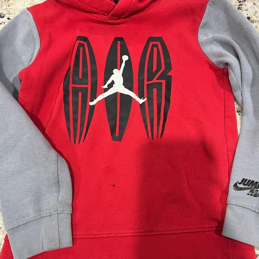 Jordan Jump Man Kids Red and Gray Hoodie